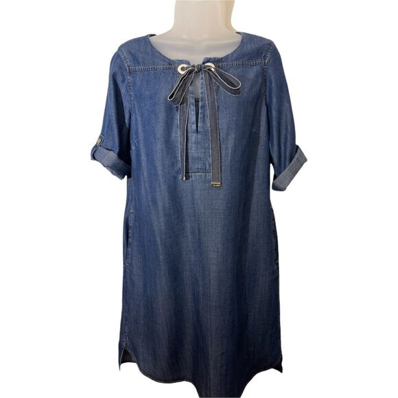 Tommy Hilfiger Dress, with Lace, Size 8 - we Blue Denim - Picture 1 of 4